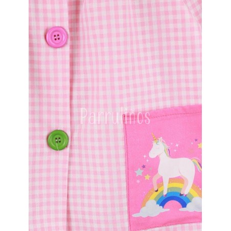 Mandilón Unicornio Vichy Rosa