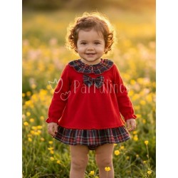 Vestido bebé niña rojo con...