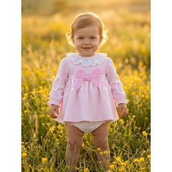 Vestido bebé niña rosa con...