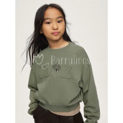 Sudadera corta chica salvia...