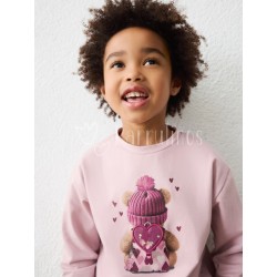 Camiseta niña malva con oso...