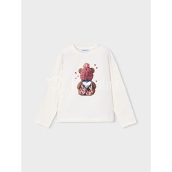 Camiseta niña crudo con oso...