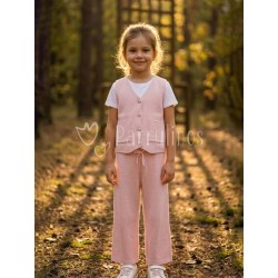 Conjunto niña de punto rosa...