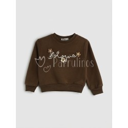 Sudadera niña marrón con...