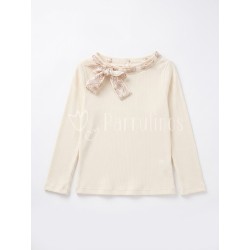 Camiseta niña beige manga...