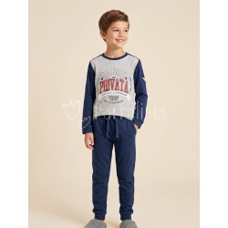 Pijama niño PRIVATA Gris y...