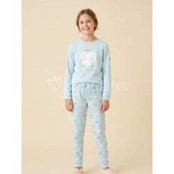 Pijama niña Celeste con...