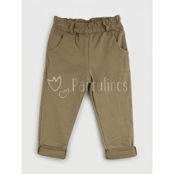 Pantalón niña beige con...
