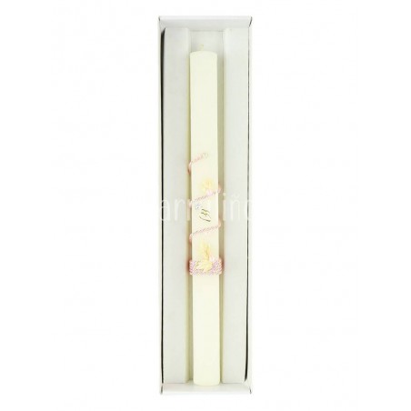 Vela para bautismo Rosa